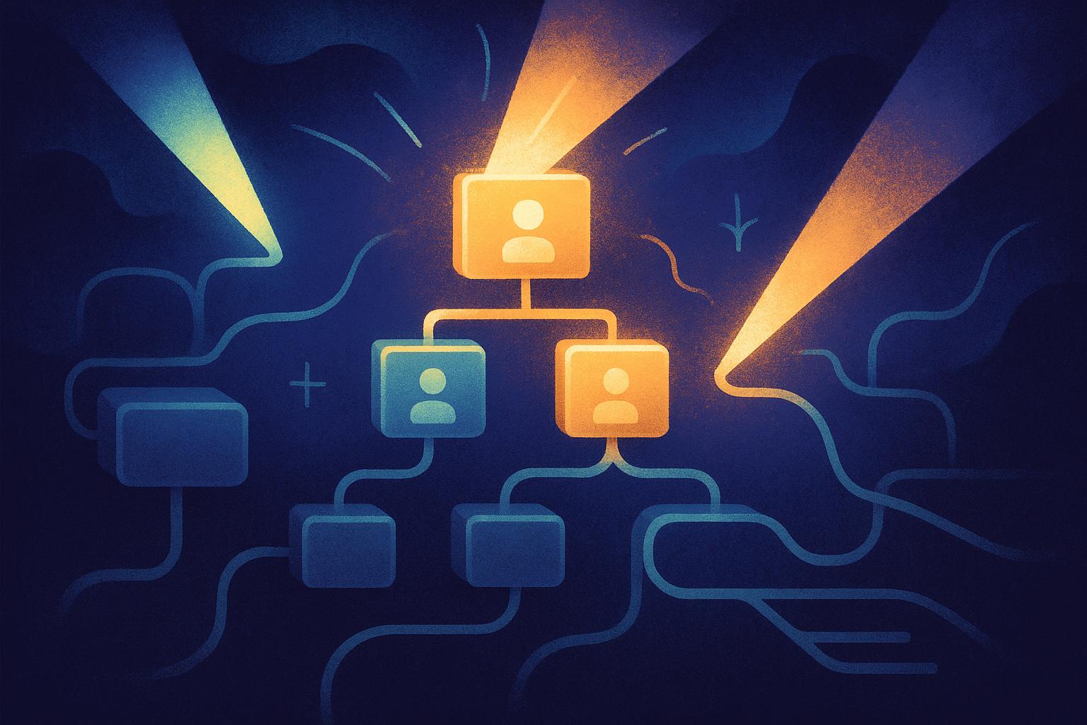 Illustration of a server structure being repaired